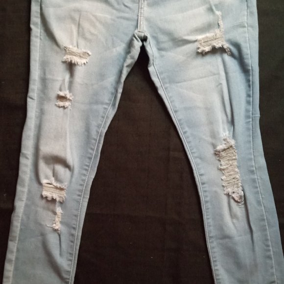 NWOT Track 23 Jeans Women's Blue Skinny Mid Rise Denim Distressed Jean Size 13 - Picture 3 of 9
